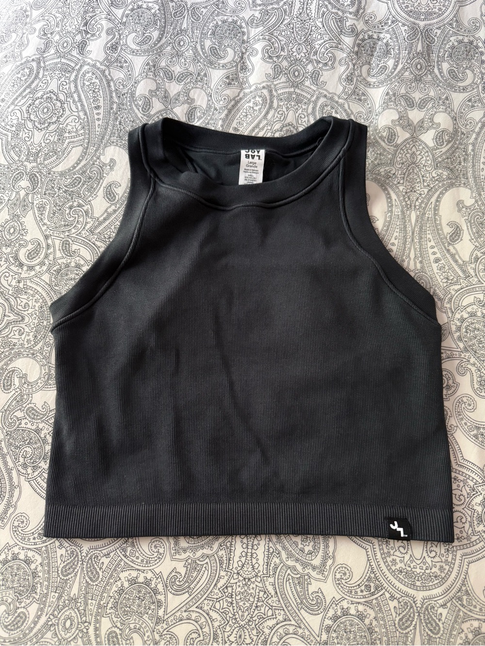 JoyLab Black Ribbed Cropped Bra Top